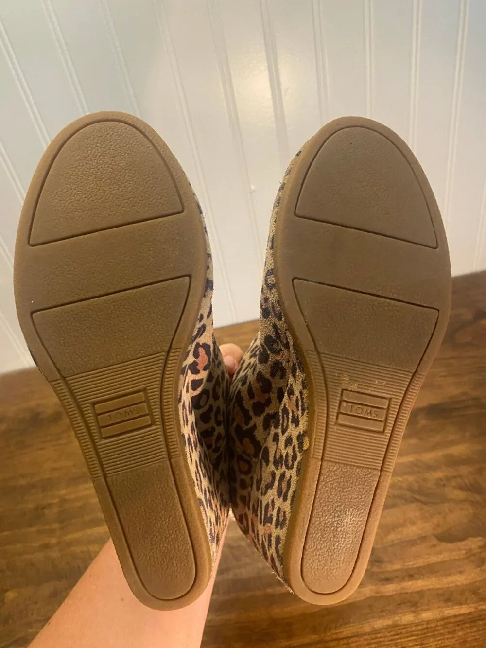 TOMS - Leopard Print Suede Wedge Ankle Booties - Women's Size 6.5